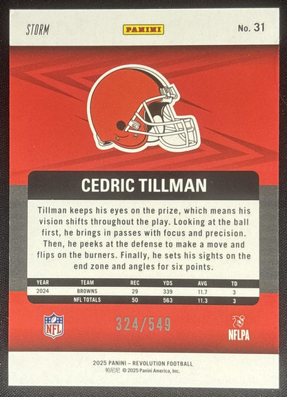 Cedric Tillman 2025 Panini Revolution Blue Storm /549 Browns Cleveland Browns Sports Trading Cards