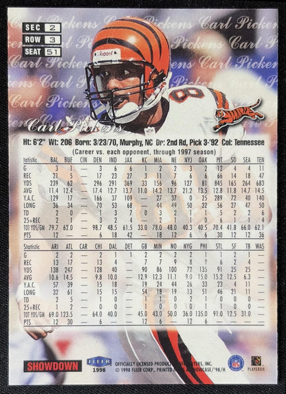 Carl Pickens 1998 Fleer Flair Showcase Row 3 Bengals