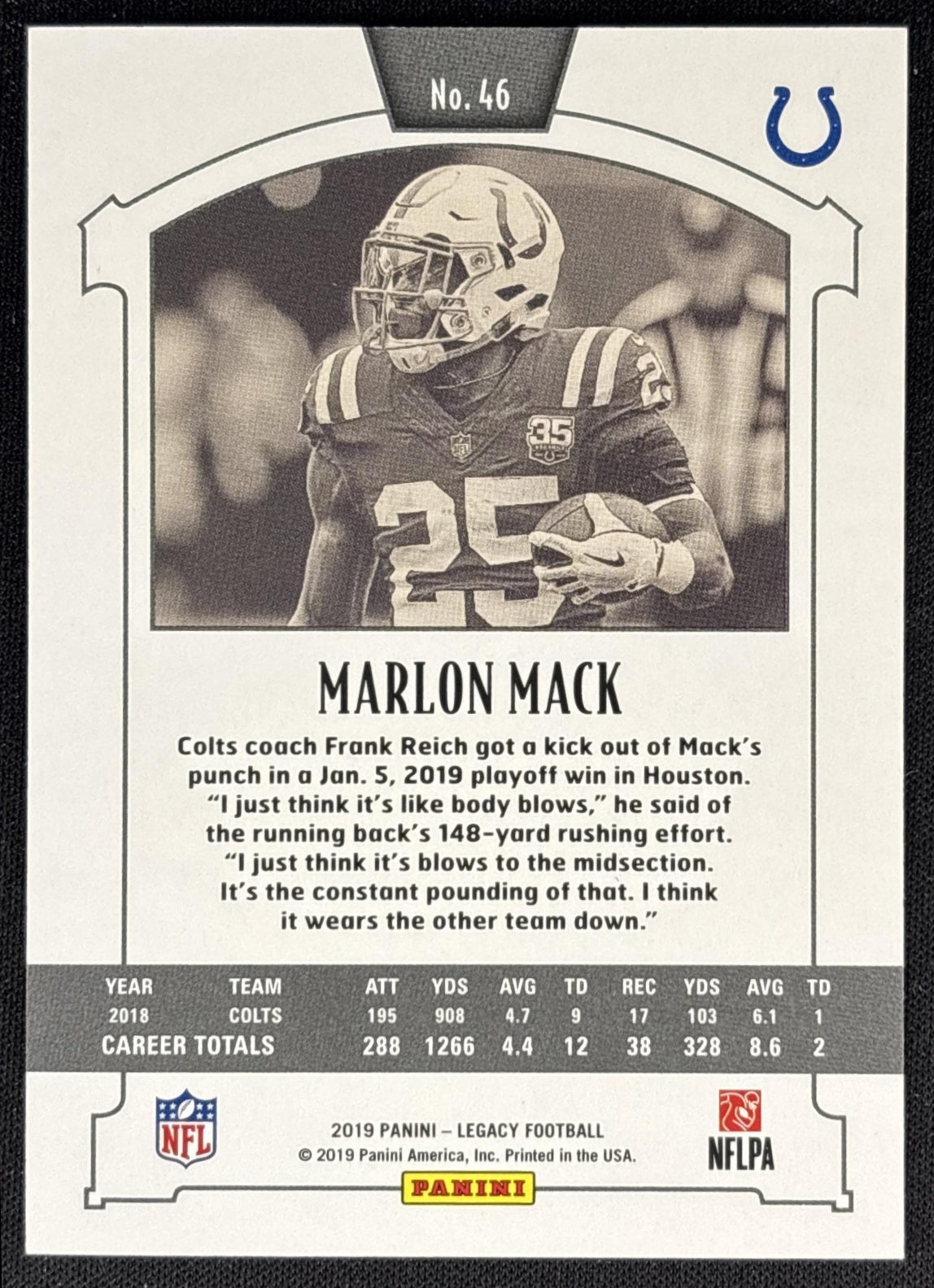 Marlon Mack 2019 Panini Legacy Red /299 Colts back