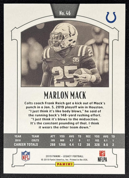 Marlon Mack 2019 Panini Legacy Red /299 Colts back