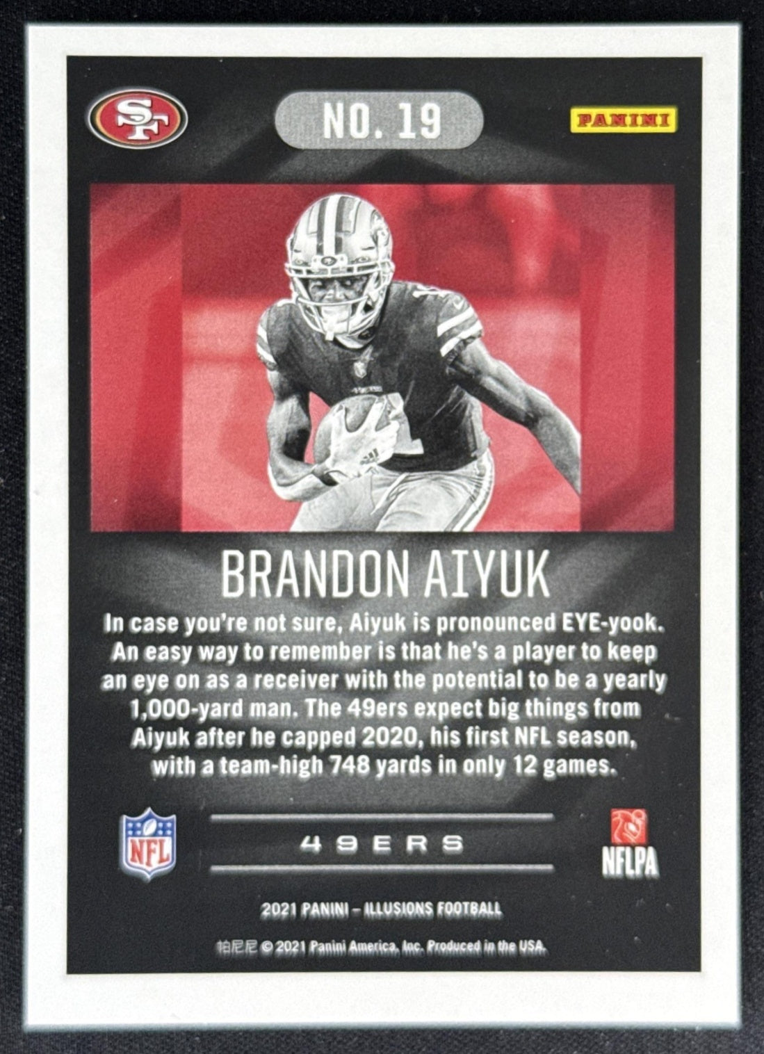 Brandon Aiyuk 2021 Panini Illusions Trophy Collection Yellow Diamond /249 49ers Sports Trading Card