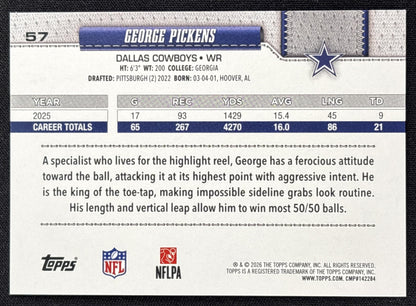 George Pickens 2026 Topps Crackle Cowboys