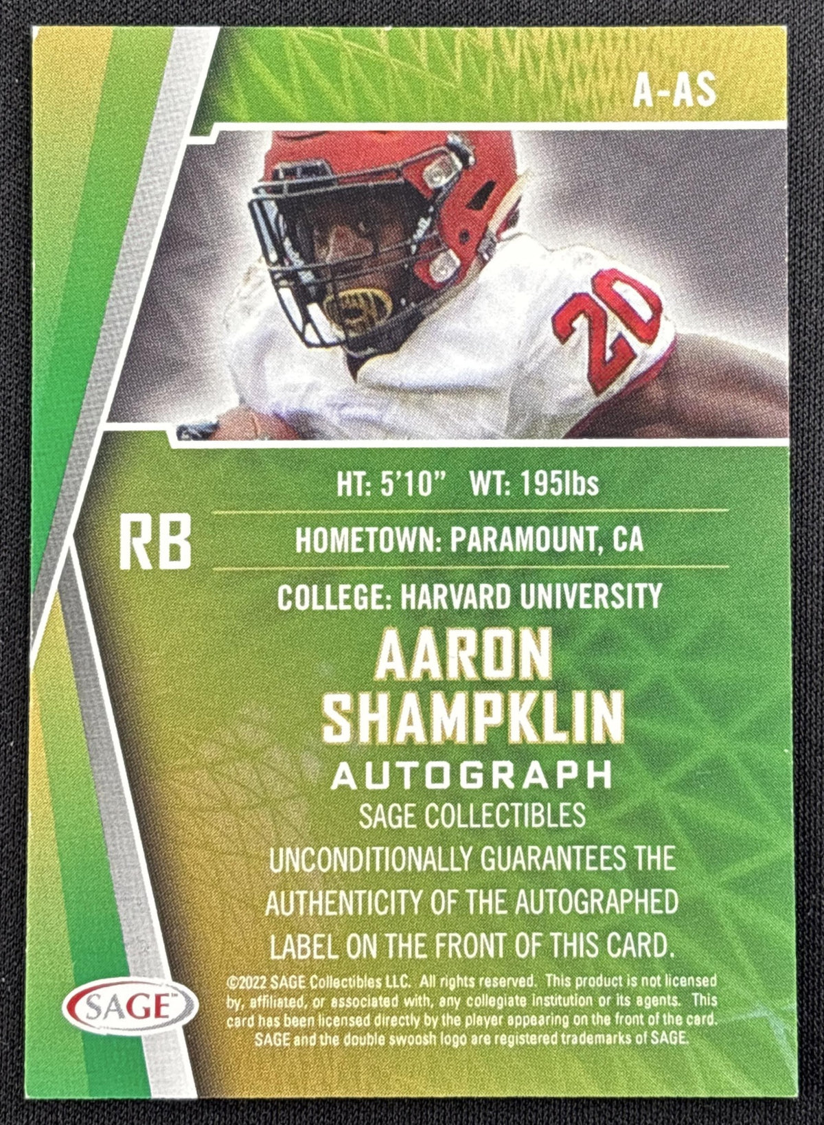 Aaron Shampklin 2022 SAGE Auto Black