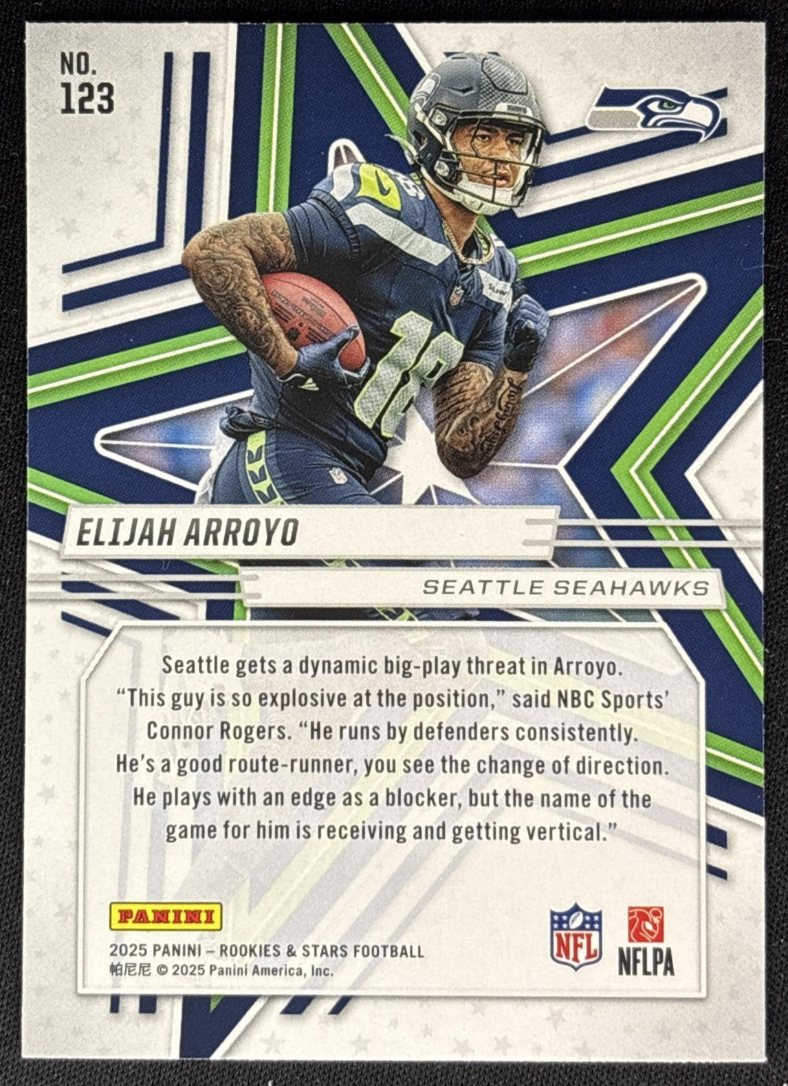 Elijah Arroyo 2025 Panini Rookies & Stars Green Seahawks Sports Trading Cards