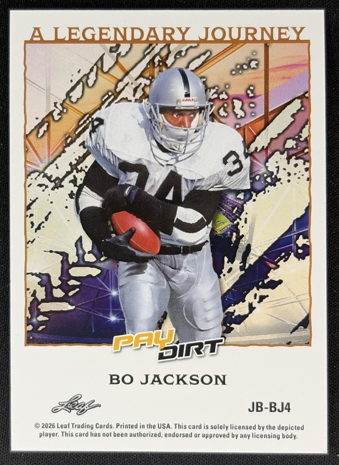 Bo Jackson 2026 Leaf Paydirt A Legendary Journey Pink /30 back
