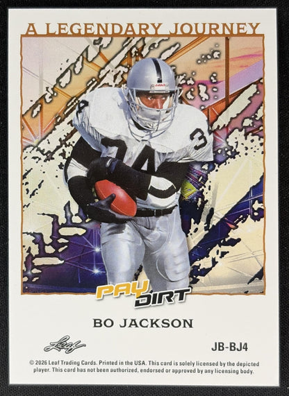 Bo Jackson 2026 Leaf Paydirt A Legendary Journey Pink /30 back