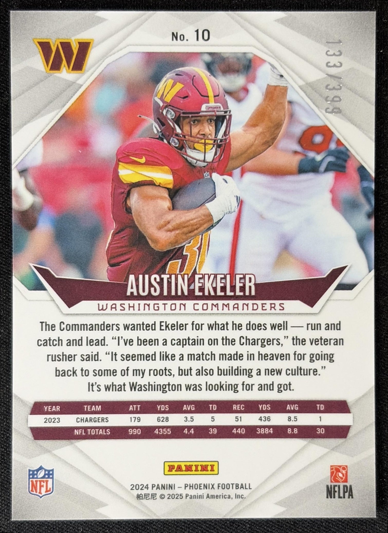 Austin Ekeler 2024 Panini Phoenix /399 Commanders