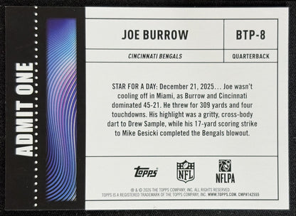 Joe Burrow 2026 Topps Big Ticket Players Bengals back
