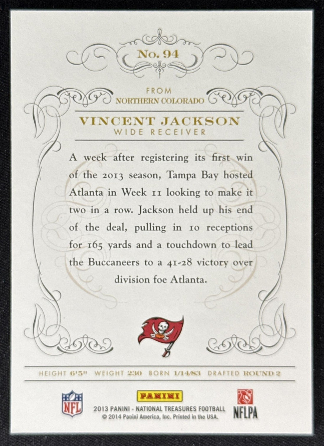 Vincent Jackson 2013 Panini National Treasures /99 Buccaneers Sports Trading Card