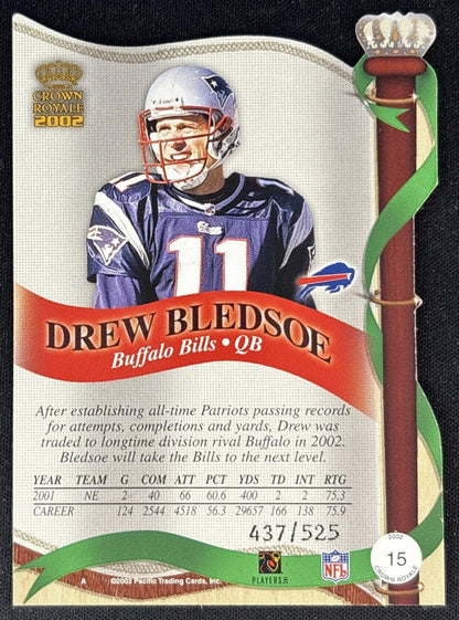 Drew Bledsoe 2002 Pacific Crown Royale Red /525 Bills back