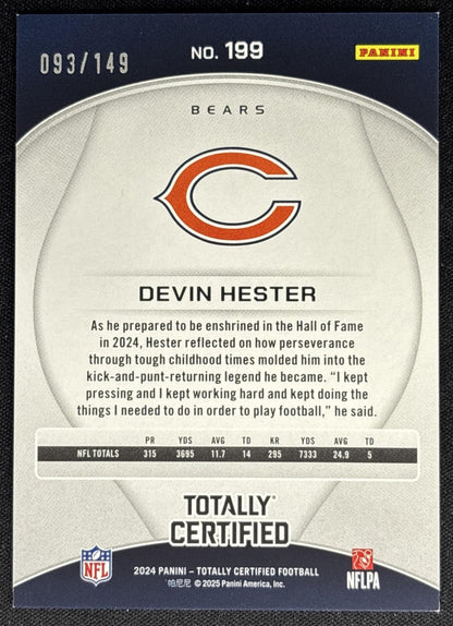 Devin Hester 2024 Totally Certified Legends Mirror Platinum Blue /149 Bears