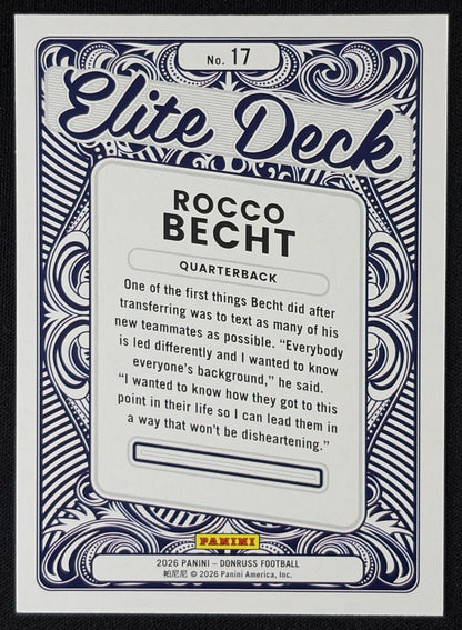 Rocco Becht 2026 Panini Donruss Elite Deck Pink Nittany Lions