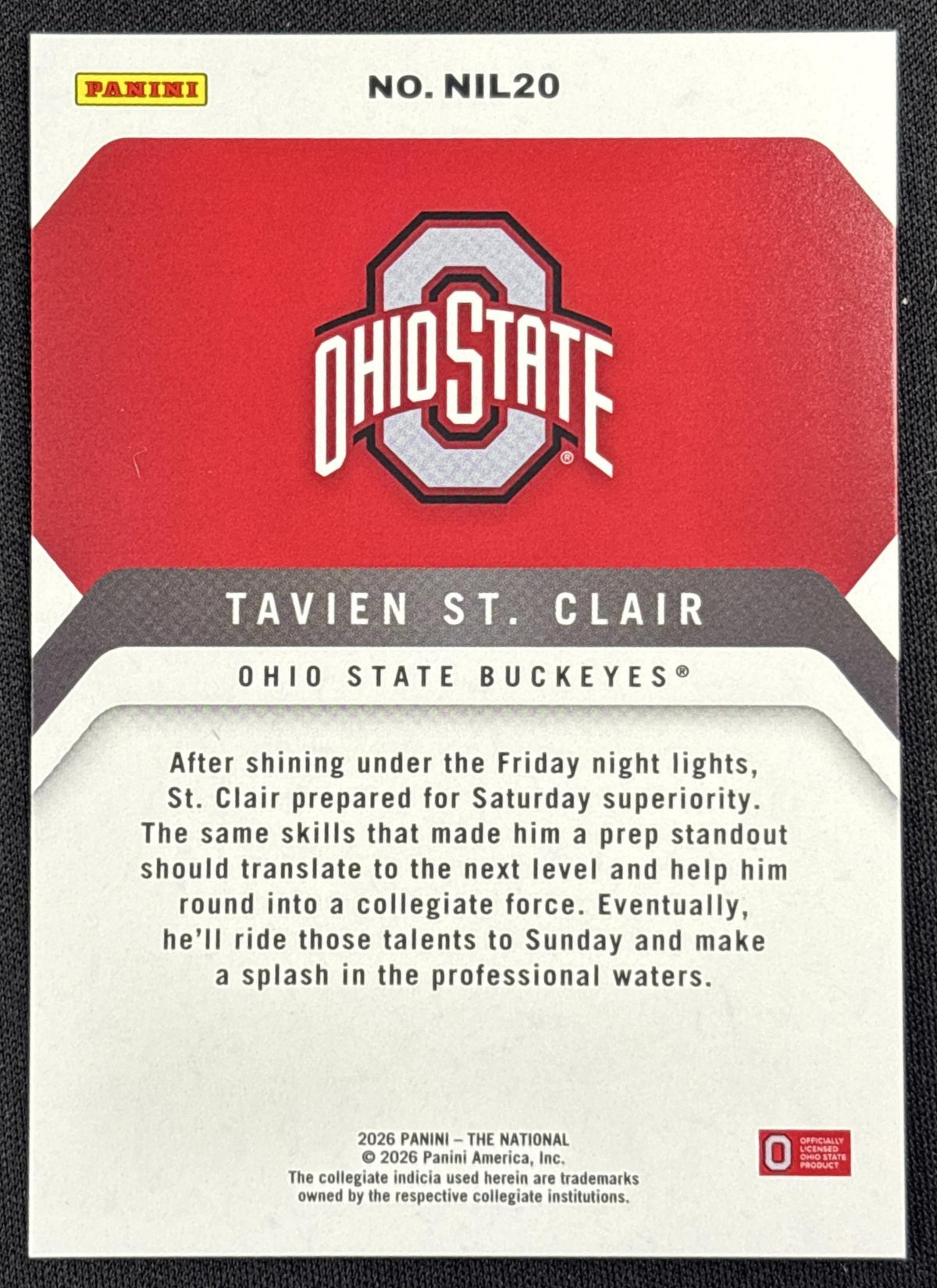Tavien St. Claire 2026 Panini NSCC Silver Pack