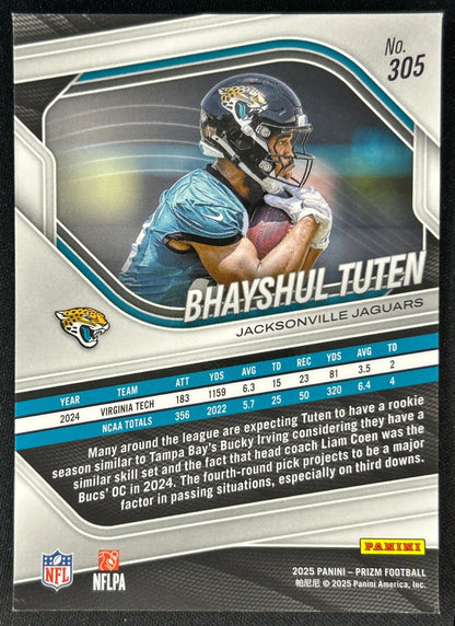 Bhayshul Tuten 2025 Prizm Rookie Jaguars Sports Trading Cards