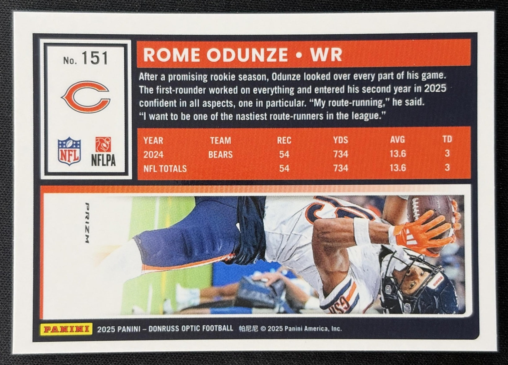Rome Odunze 2025 Panini Donruss Optic Stars Prizm Bears