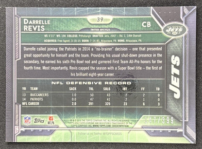 Darrelle Revis 2015 Topps Chrome Pink Refractor /399 Jets