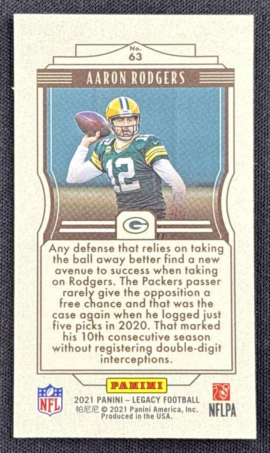 Aaron Rodgers 2021 Panini Legacy Premium Edition Mini Silver Packers