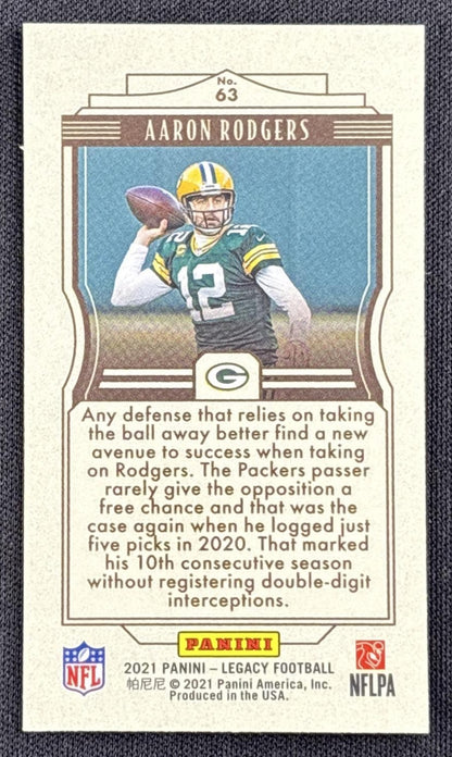 Aaron Rodgers 2021 Panini Legacy Premium Edition Mini Silver Packers