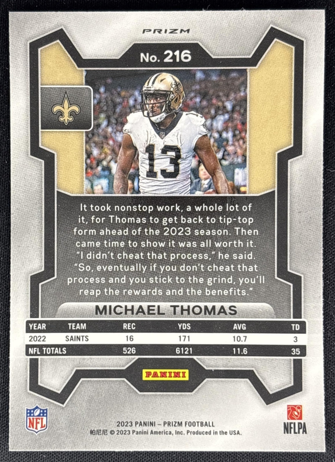 Michael Thomas 2023 Panini Prizm Blue Retial Saints