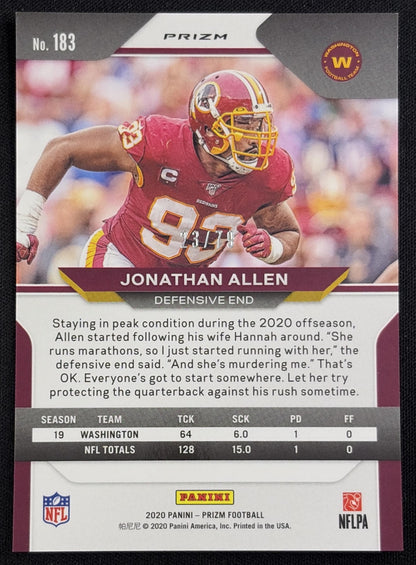 Jonathan Allen 2020 Panini Prizm No Huddle Blue /79