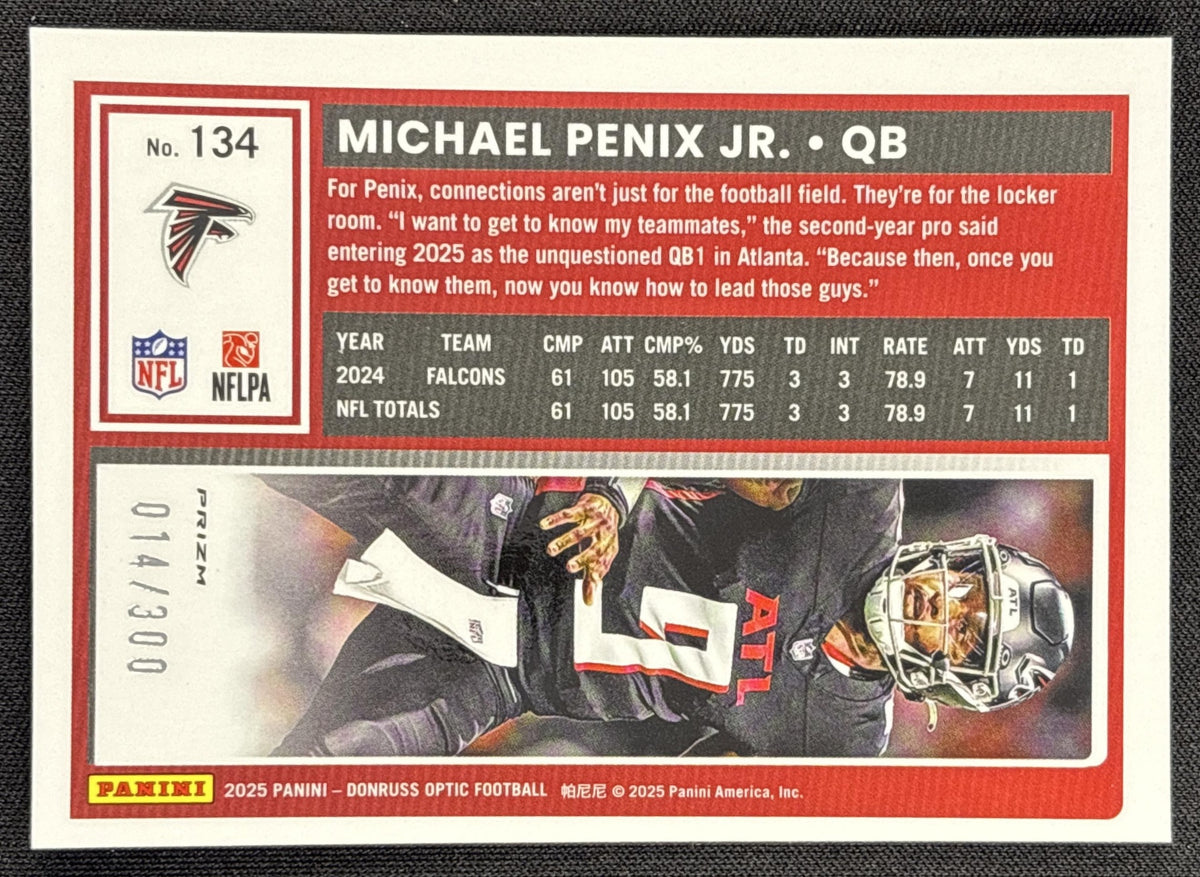 Michael Penix Jr. 2025 Panini Donruss Optic Wave Prizm /300 Falcons