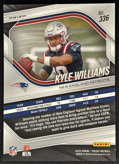 Kyle Williams 2025 Panini Prizm Red White & Blue Patriots back