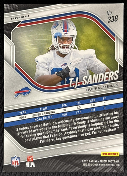 T.J. Sanders 2025 Panini Prizm Red White Blue Bills Sports Trading Cards