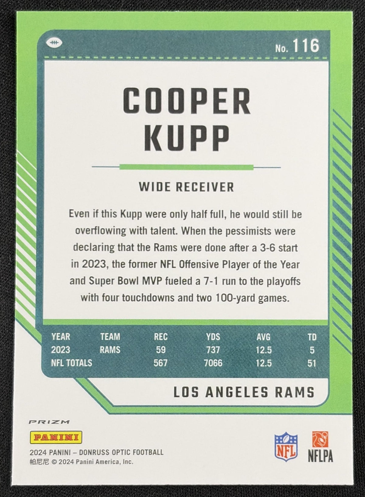 Cooper Kupp 2024 Panini Donruss Optic Stars Rams Sports Trading Card