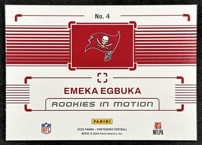 Emeka Egbuka 2025 Panini PhotoGenic Rookies In Motion Buccaneers Sports Trading Cards