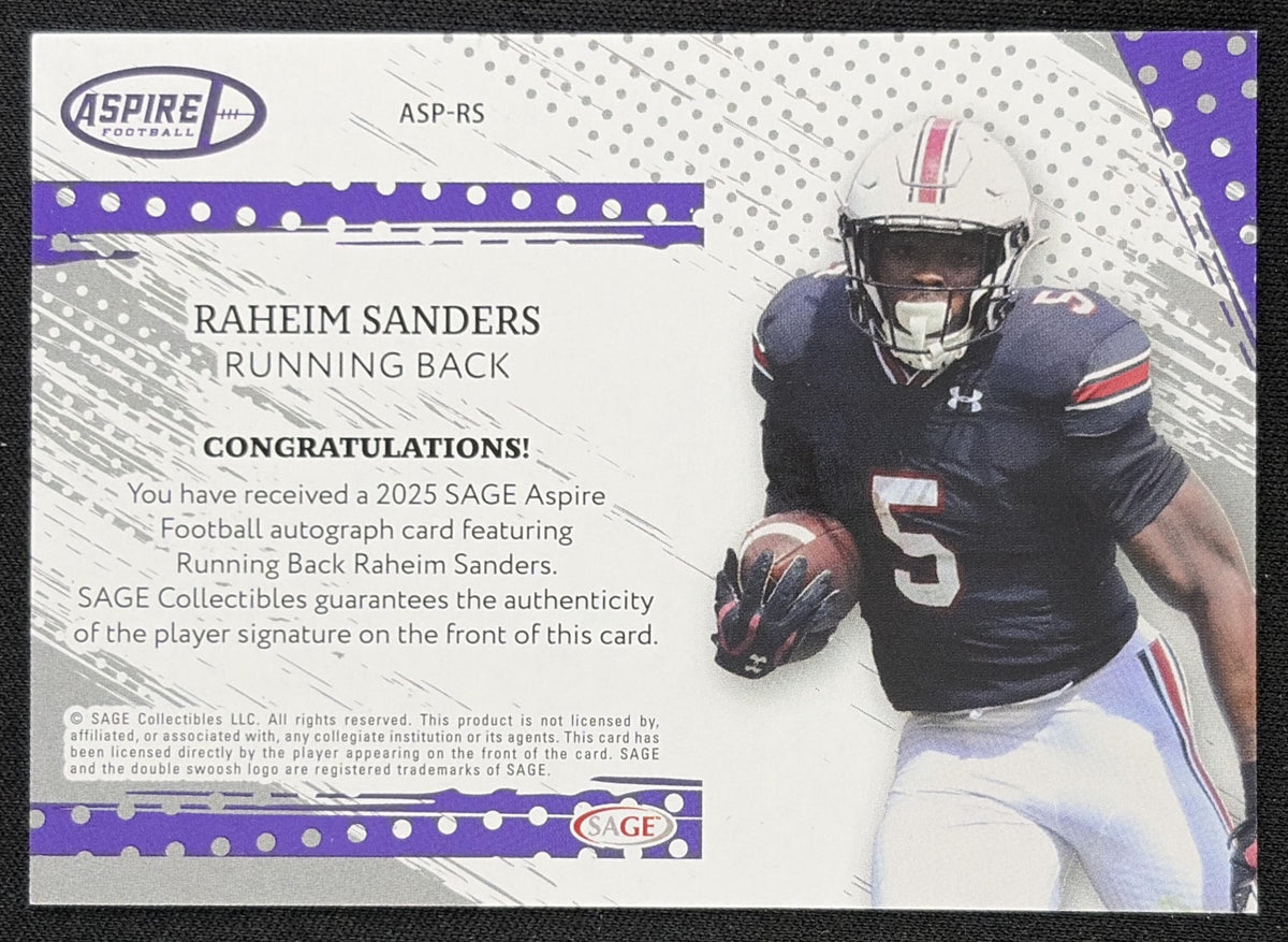 Raheim Sanders 2025 SAGE Aspire Auto Blue back