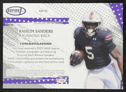 Raheim Sanders 2025 SAGE Aspire Auto Blue back
