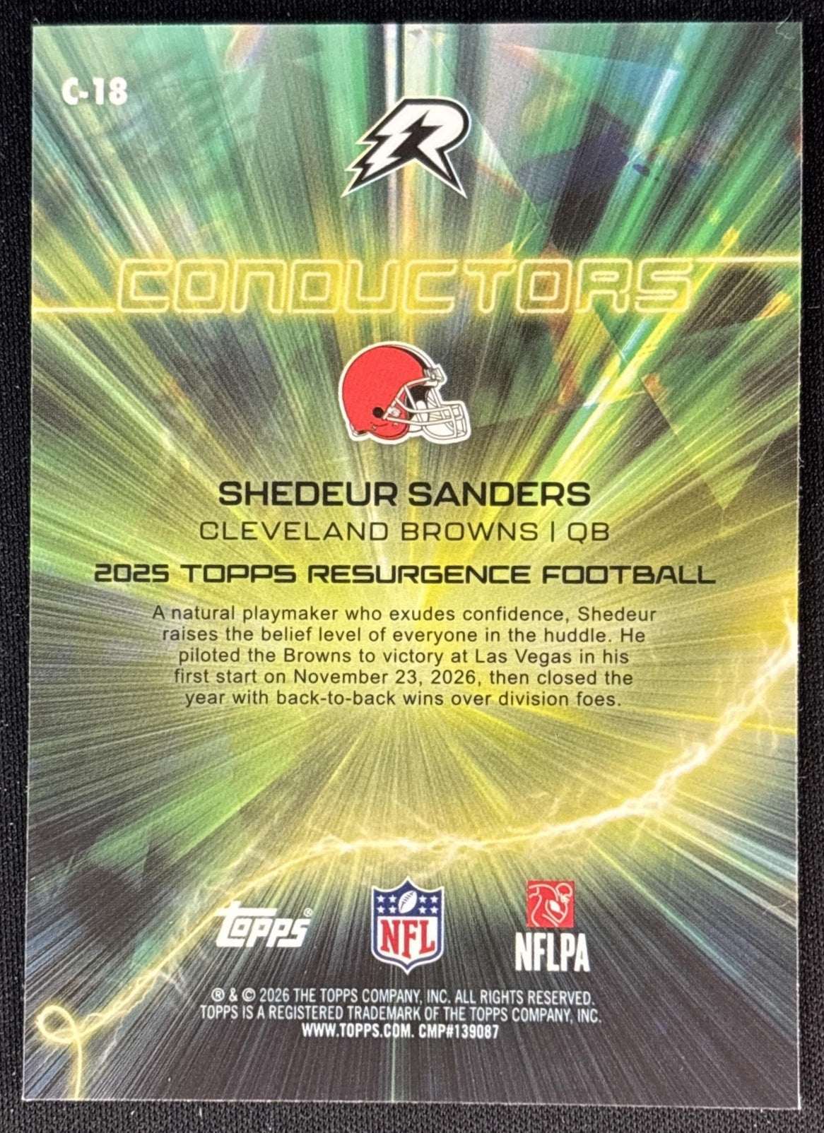 Shedeur Sanders 2025 Topps Resurgence Conductors Browns Cleveland Browns Sports Trading Cards