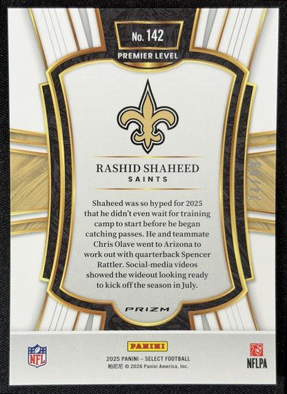 Rashid Shaheed 2025 Panini Select Premier Level Light Blue Prizm /99 Saints