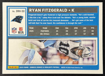 Ryan Fitzgerald 2025 Panini Donruss Rookies & Highlights Panthers Sports Trading Cards