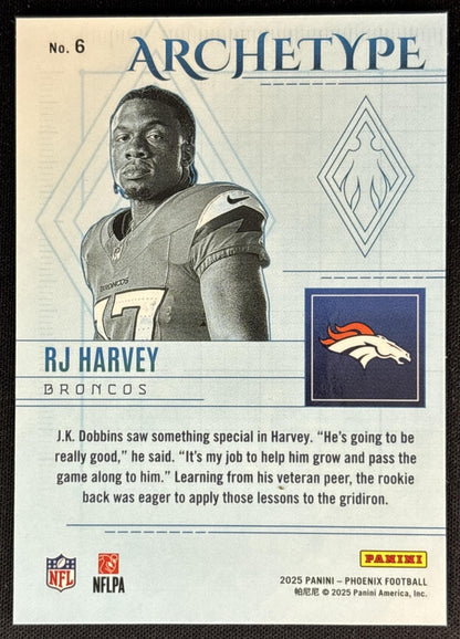 RJ Harvey 2025 Panini Phoenix Archetype Sports Trading Cards