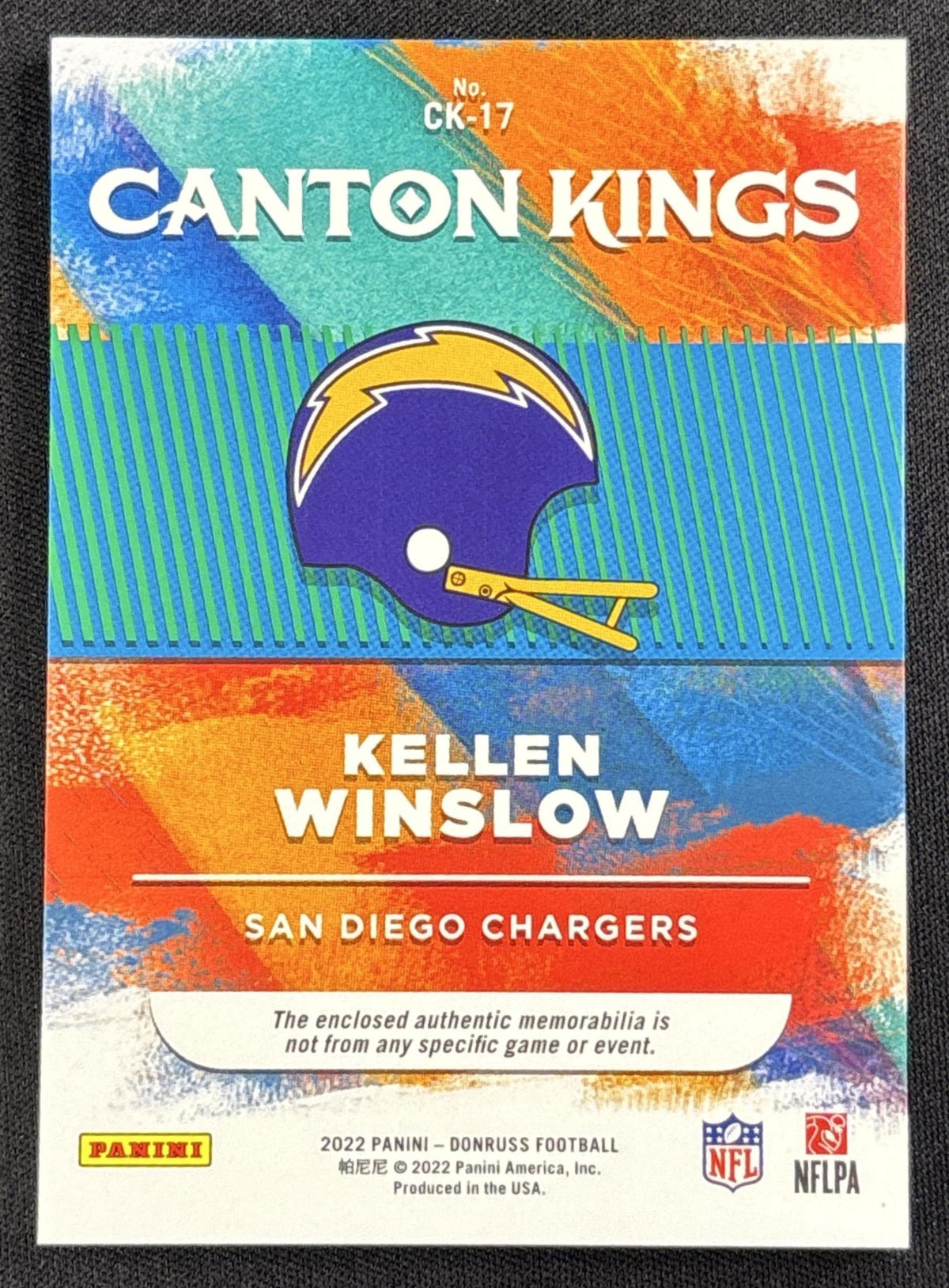 Kellen Winslow 2022 Panini Donruss Canton Kings Studio Series /49 Chargers