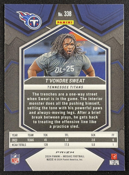 T Vondre Sweat 2024 Panini Mosaic Choice Red and Green Prizm Titans Sports Trading Card
