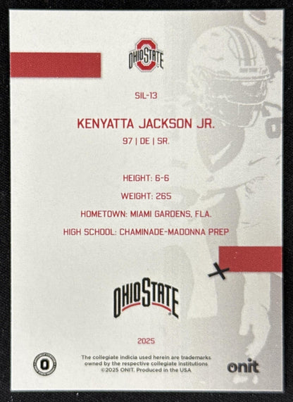 Kenyatta Jackson Jr. 2025 ONIT Athlete Ohio State Buckeyes Silhouette Sports Trading Card