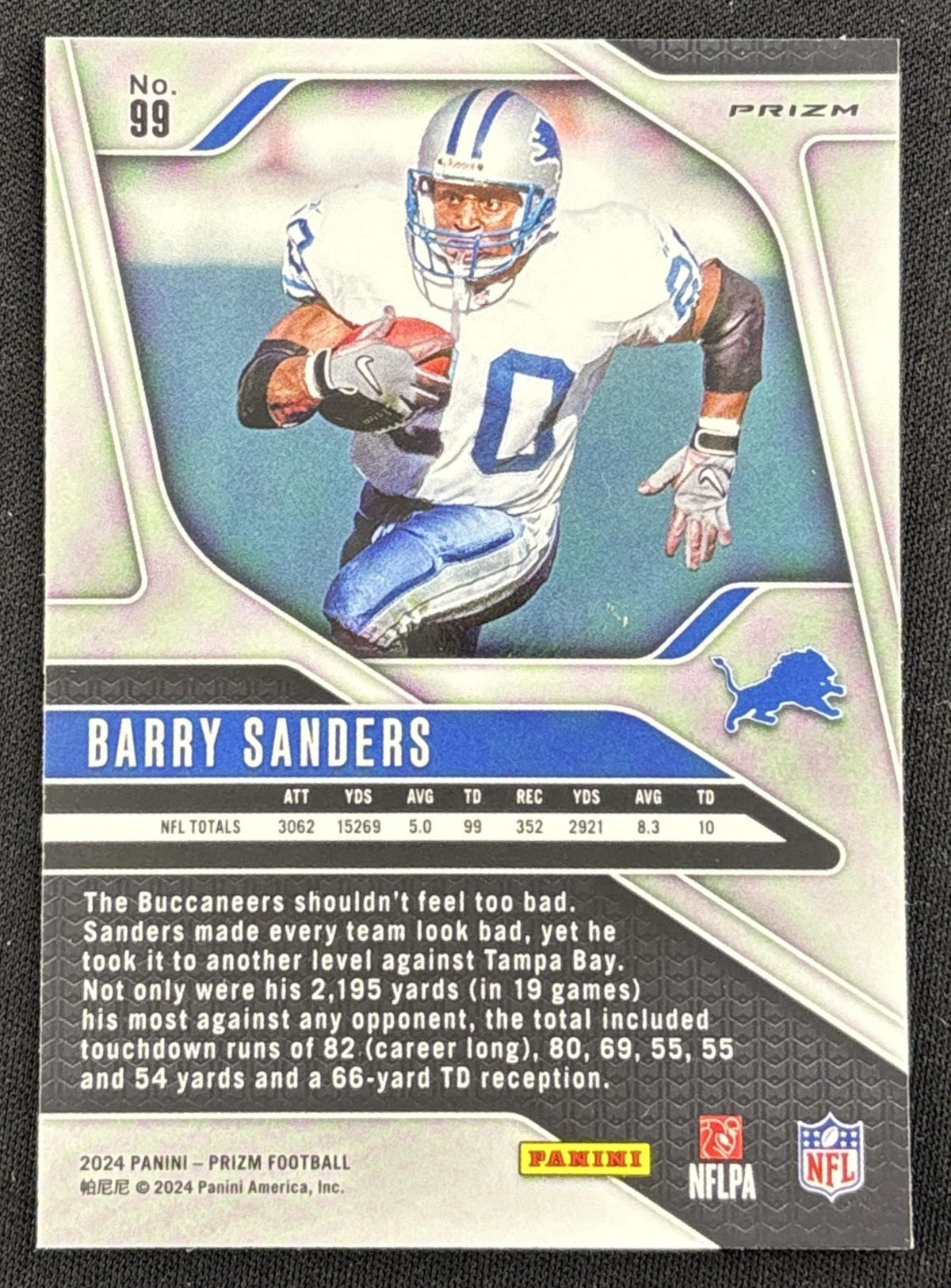 Barry Sanders 2024 Panini Prizm Silver Lions Sports Trading Card