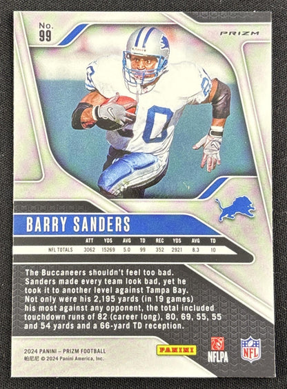 Barry Sanders 2024 Panini Prizm Silver Lions Sports Trading Card