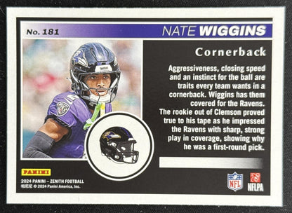 Nate Wiggins 2024 Panini Zenith Ravens Baltimore Ravens Sports Trading Card