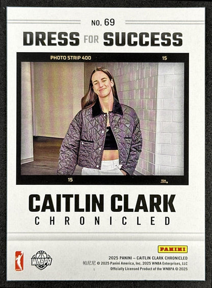Caitlin Clark 2025 Panini Chronicled Dress For Success Red Cracked Ice Fever 69 Indiana Fever