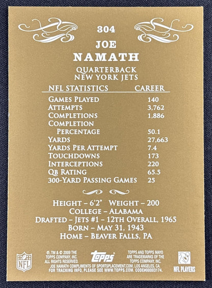 Joe Namath 2009 Topps Mayo Jets