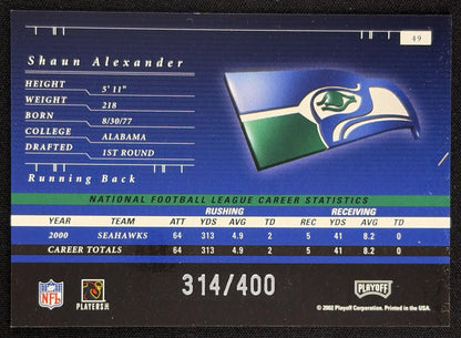 Shaun Alexander 2001 Playoff Preferred National Treasures Silver /400 Seahawks