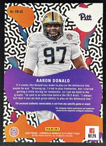 Aaron Donald 2023 Panini Chronicles Draft Picks Elite Moxie Jersey Panthers back