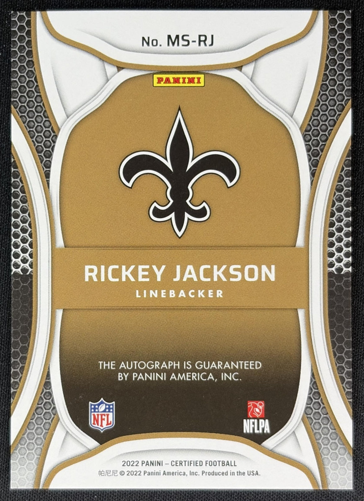 Rickey Jackson 2022 Panini Certified Mirror Signatures Blue /25 Saints Sports Trading Cards