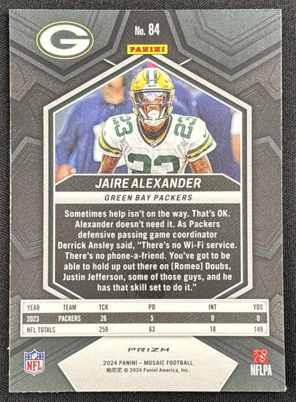 Jaire Alexander 2024 Panini Mosaic Red Sparkle Prizm Packers