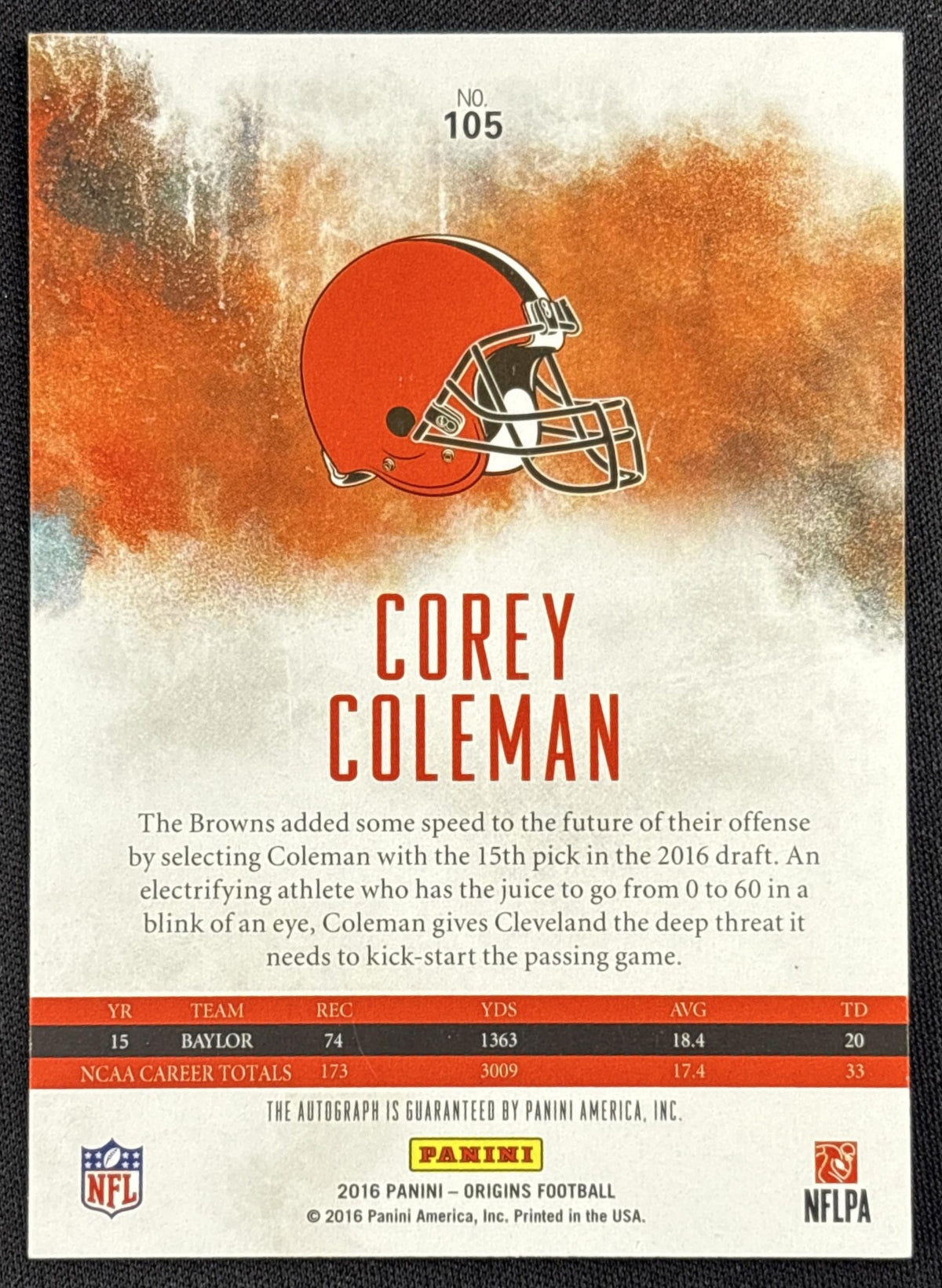 Corey Coleman 2016 Panini Origins Rookie Auto Browns