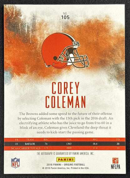 Corey Coleman 2016 Panini Origins Rookie Auto Browns