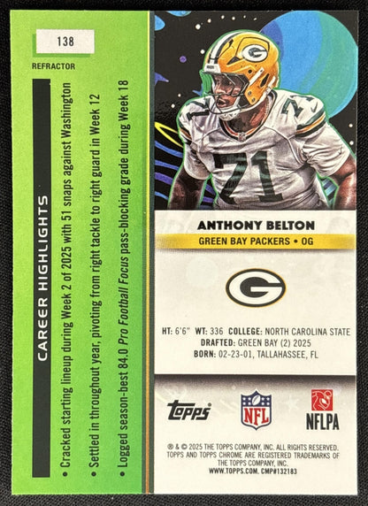 Anthony Belton 2025 Topps Cosmic Chrome Packers